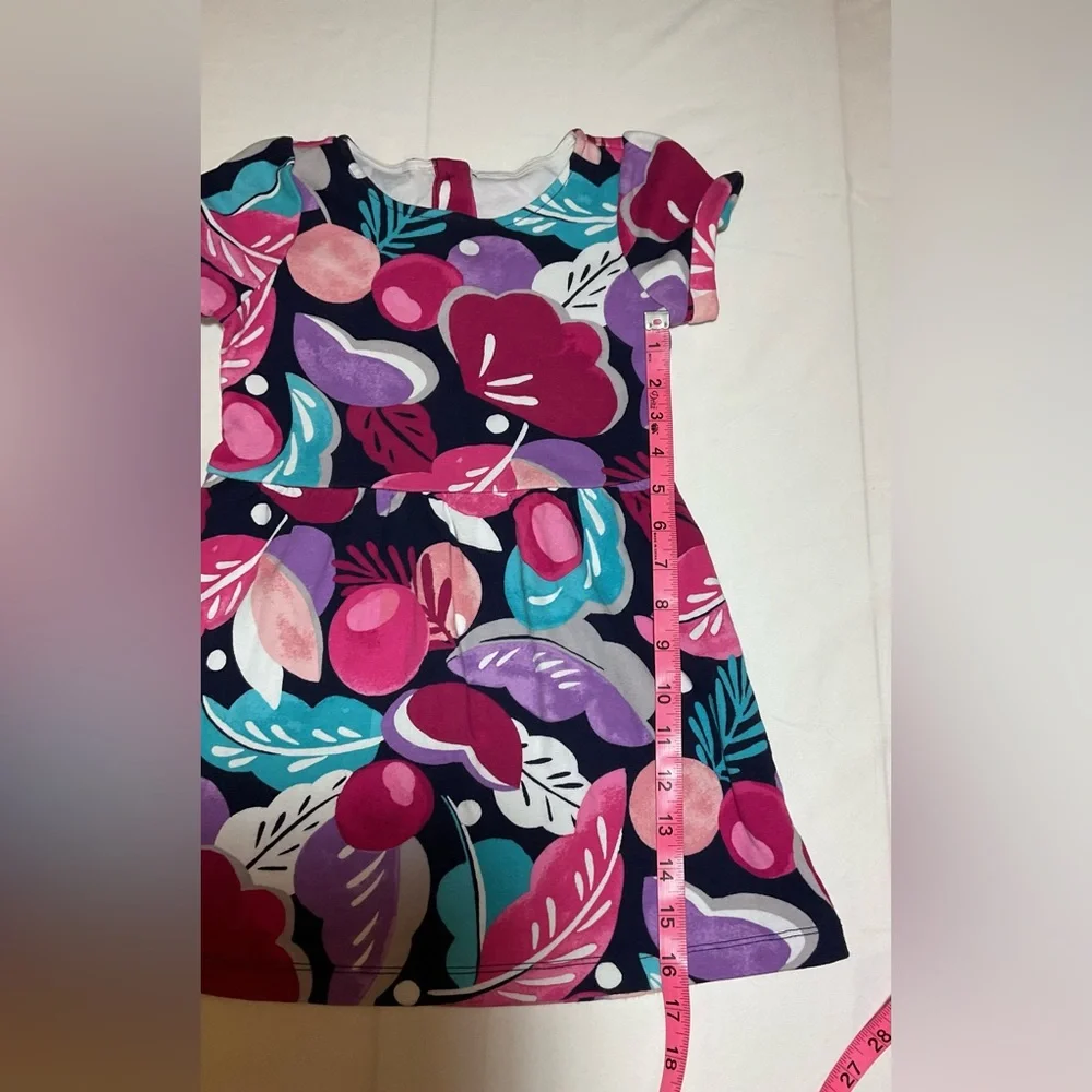 Gymboree Girls Size 5 Blue Pink Floral Print Short Sleeve Skater Dress